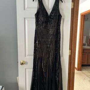R&M Richards Black Sequin Prom Dress